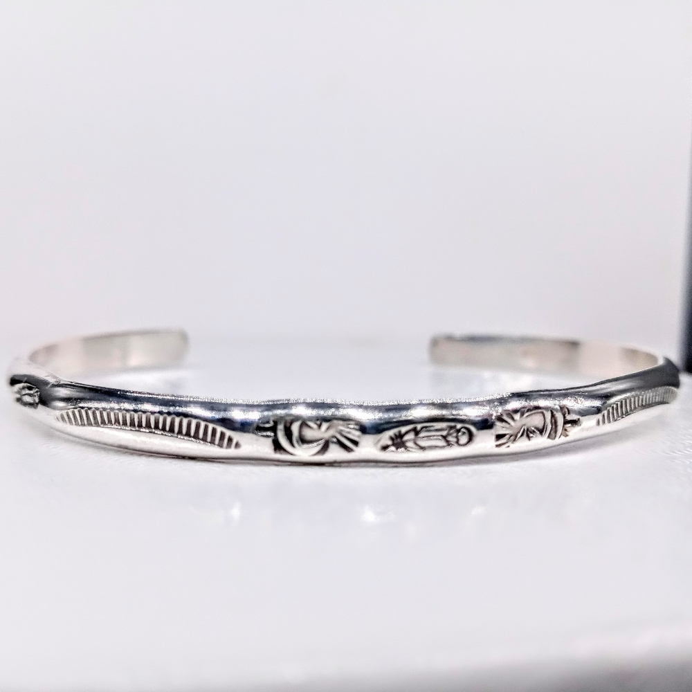 Gen. Sterling Silver Engraved Southwest Bracelet